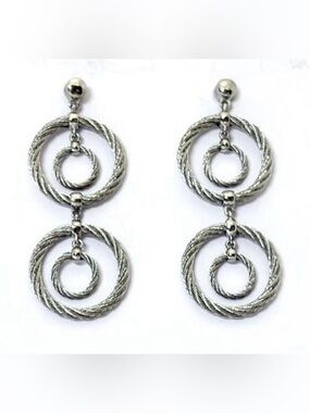 ALOR 18k Gold Steel Double Drop Earrings